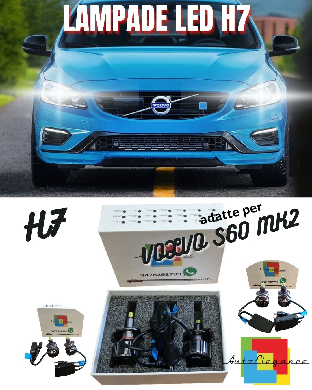 😍KIT LED H7 6000K CANBUS XENON 9600 LM LUMEN VOLVO S60 MK2 NO ERROR😍