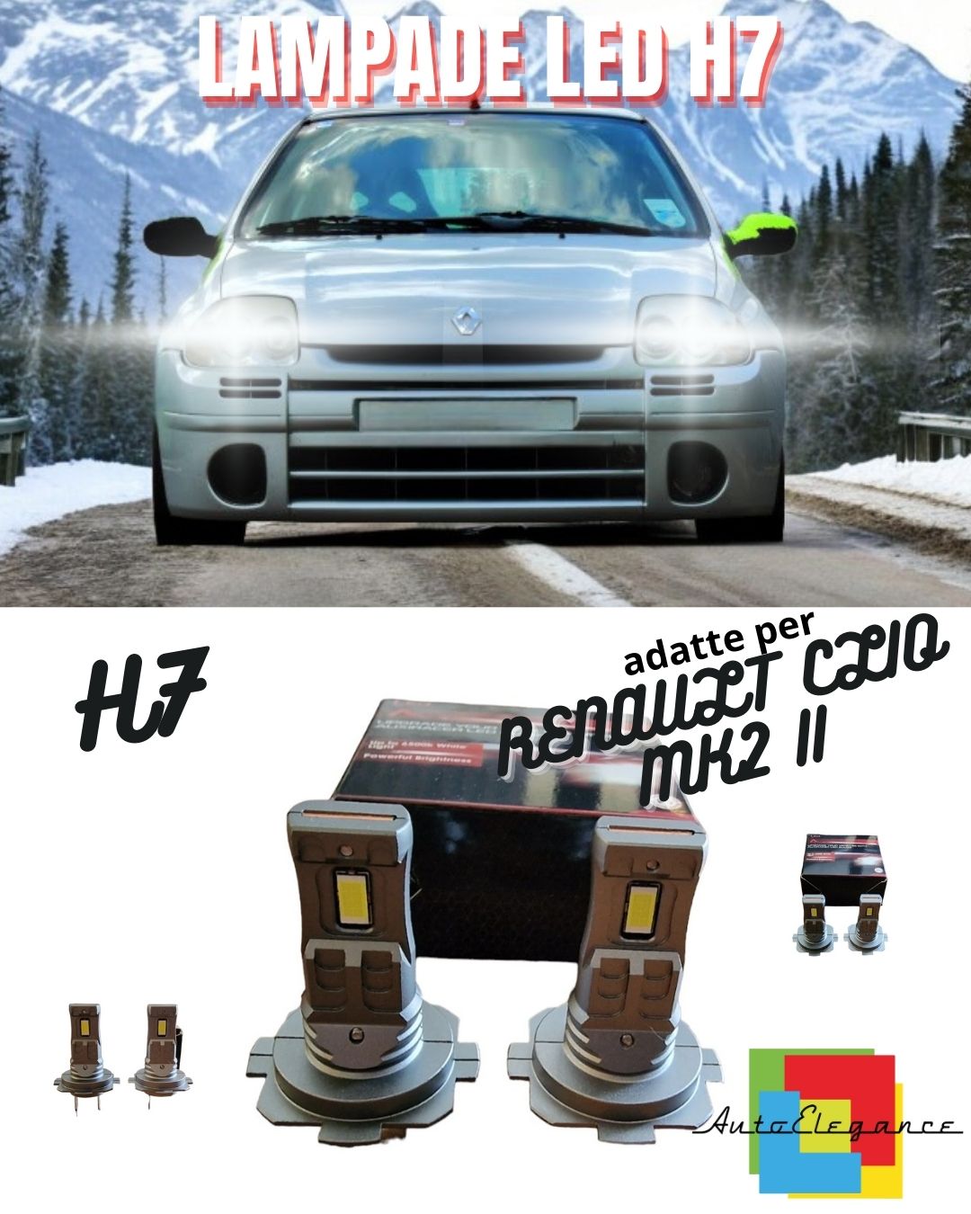 ✨H7 LED KIT FOR RENAULT CLIO MK2 II 6000K WHITE 6000 LUMEN CANBUS LOW BEAM