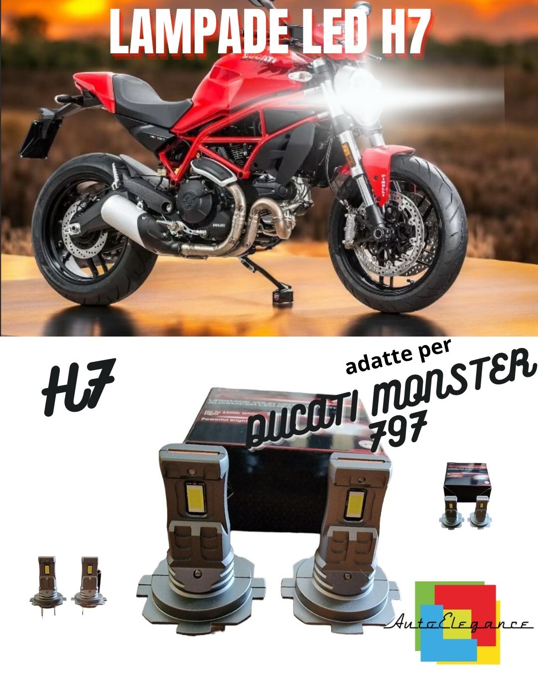 🔥H7 6000K CANBUS LED LAMP FOR LOW BEAM DUCATI MONSTER 797 (2019) PLUS🔥