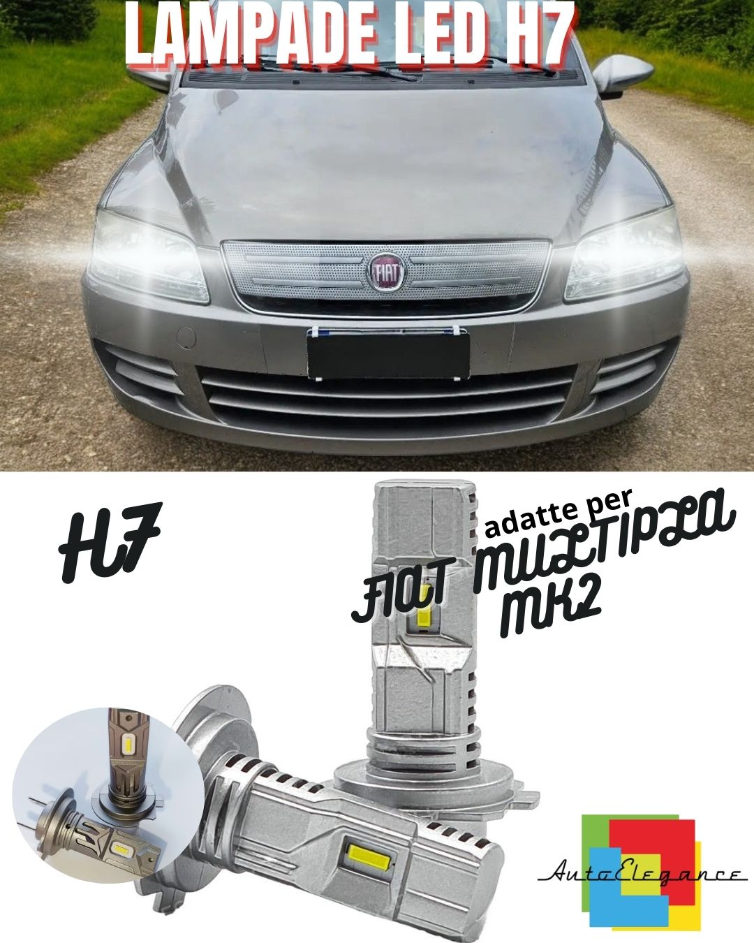 🔥H7 LED KIT FIAT MULTIPLA MK2 6000K WHITE 6000 LUMEN CANBUS LOW BEAM🔥
