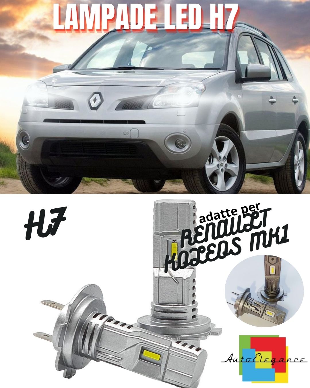 😍H7 LED KIT FOR RENAULT KOLEOS 6000K WHITE 6000 LUMEN CANBUS LOW BEAM😍