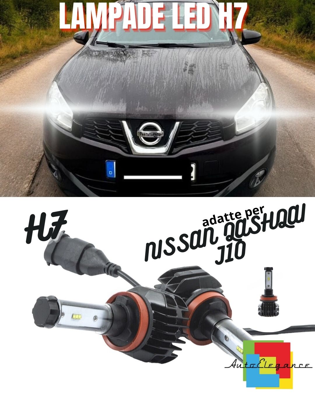 🤩KIT LED H7 6000K CANBUS XENON 9800 LUMEN PER NISSAN QASHQAI J10 ABBAGLIANTI🤩
