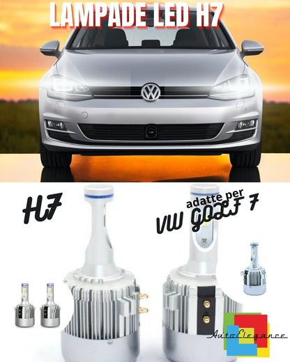 😍KIT LED H7 VW GOLF 7 CANBUS 9800 LUMEN 6000K BIANCO PLUG AND PLAY ALL IN ONE😍