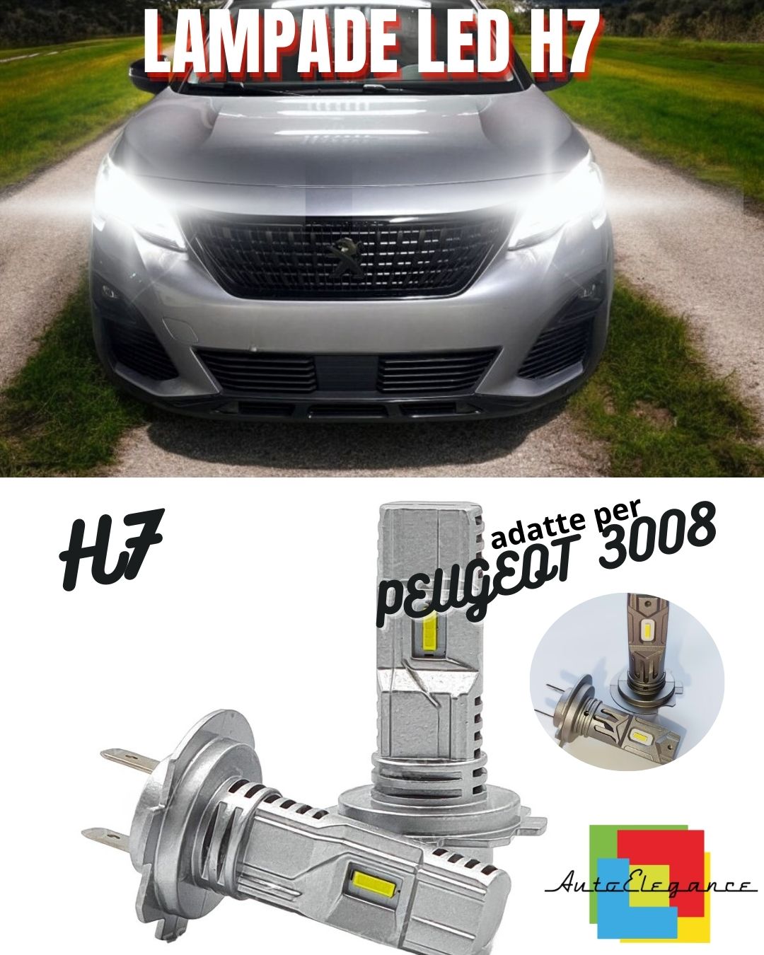 🤩H7 LED KIT FOR PEUGEOT 3008 SUV 6000K WHITE 6000 LUMEN CANBUS LOW BEAM🤩