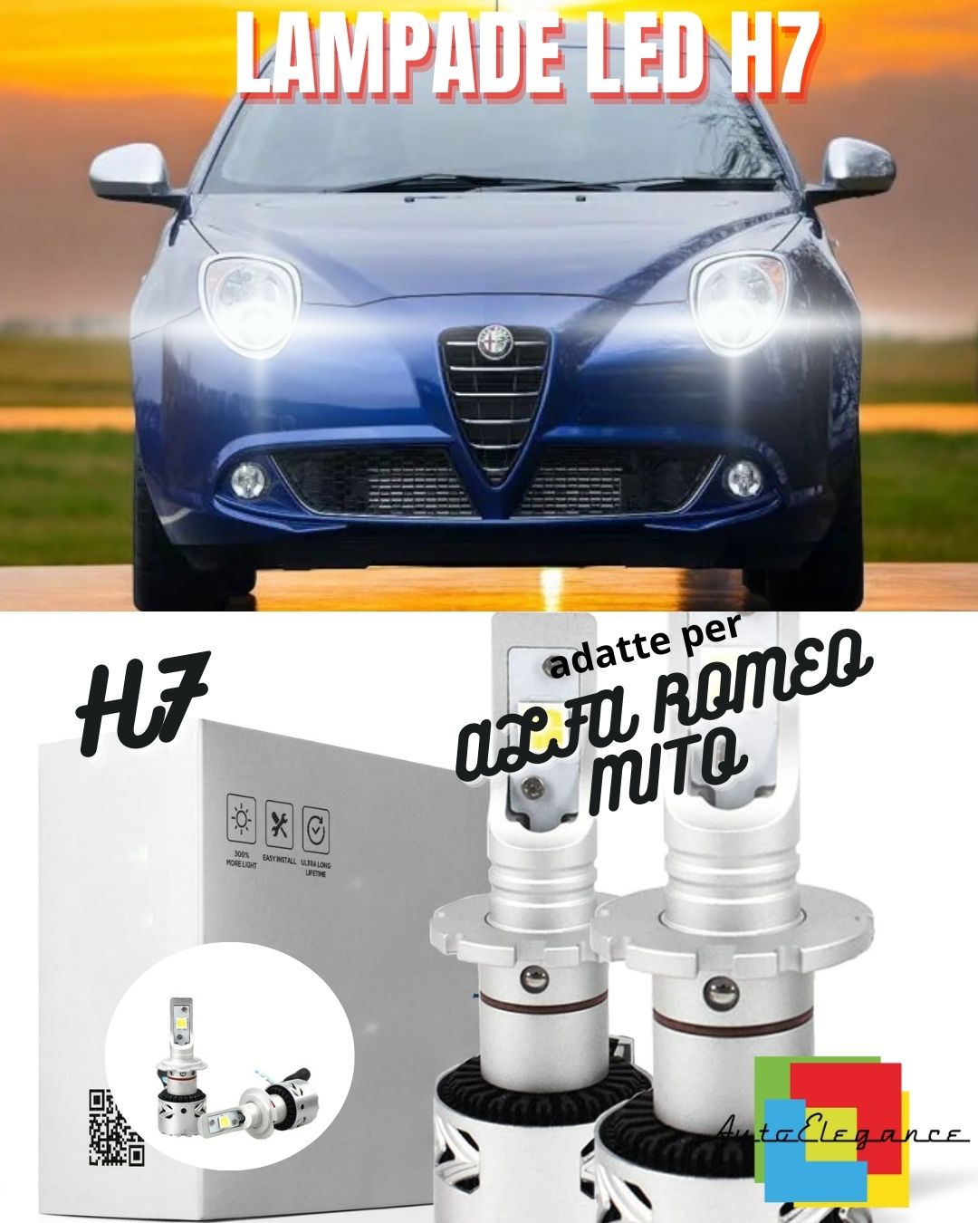 ✨KIT LED H7 ALFA ROMEO MITO 6500K CANBUS 12000 LUMEN MONOLED LENTICOLARE✨
