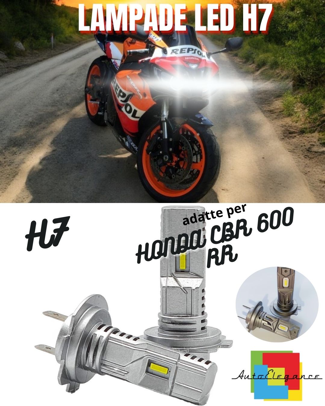 🔥H7 CANBUS LED LAMP FOR LOW BEAM FOR HONDA CBR 600 RR 2003-2006 6000K🔥