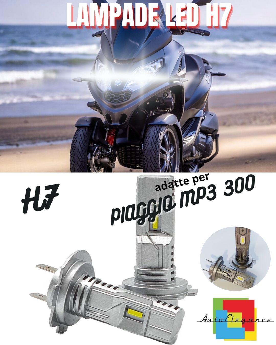 😍LAMPADA LED H7 6000K CANBUS PER ABBAGLIANTI PIAGGIO MP3 300 (2021) HPE SPORT😍