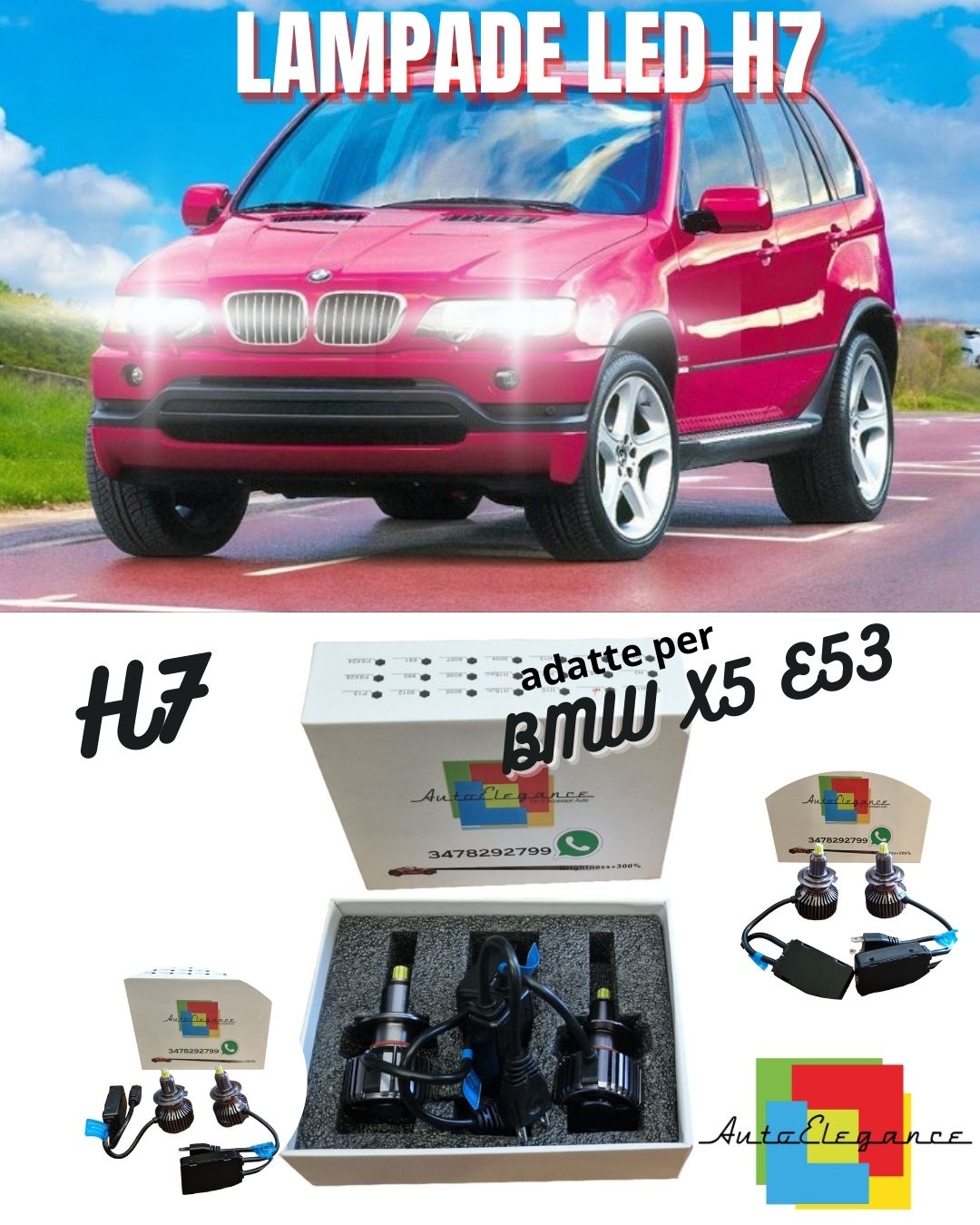 🤩KIT FULL LED H7 6000K CANBUS LED PER LENTICOLARI BMW X5 E53 NO AVARIA🤩
