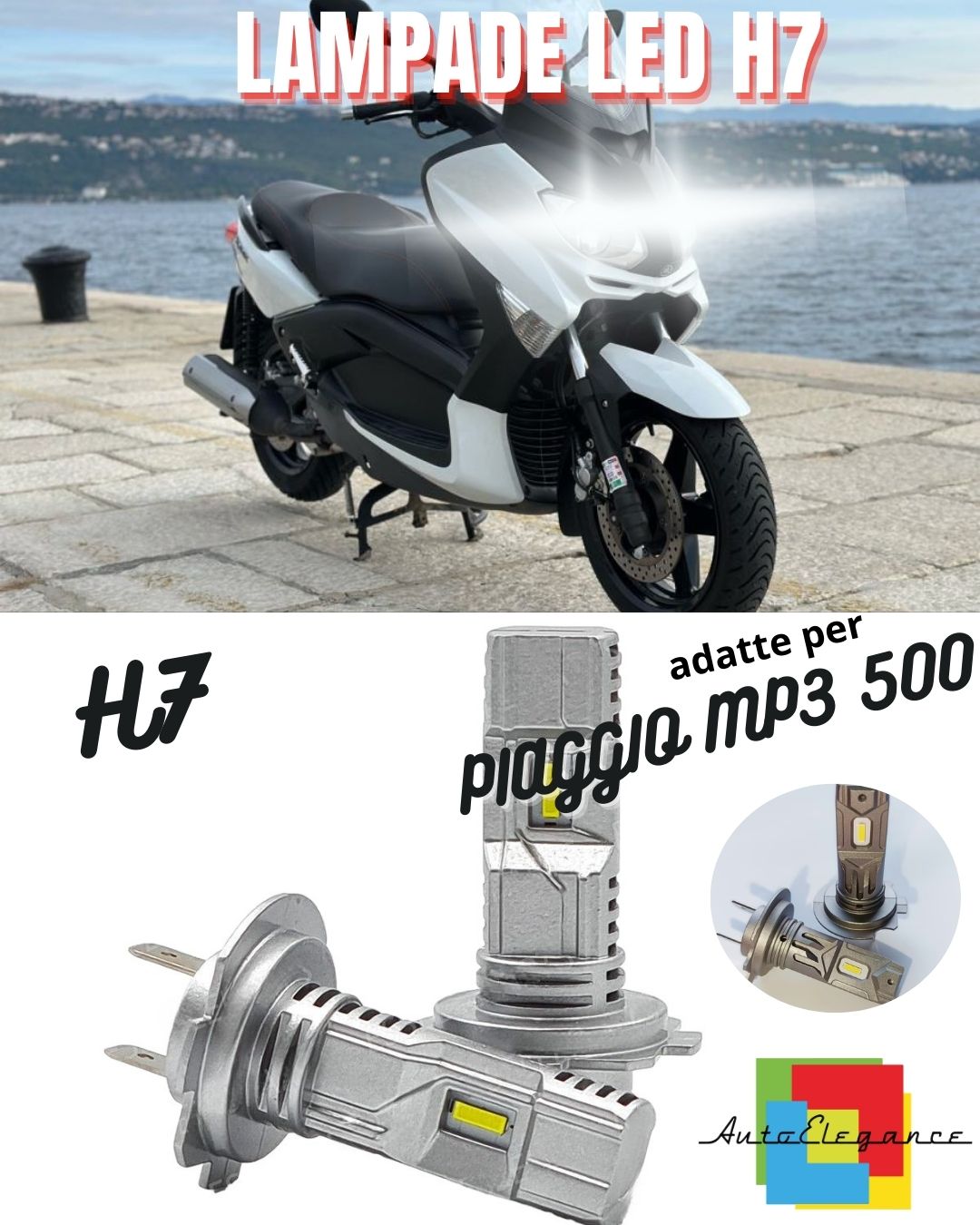 ✨H7 CANBUS LED LAMP FOR HIGH BEAM PIAGGIO MP3 500 HPE SPORT ADVANCED✨ 