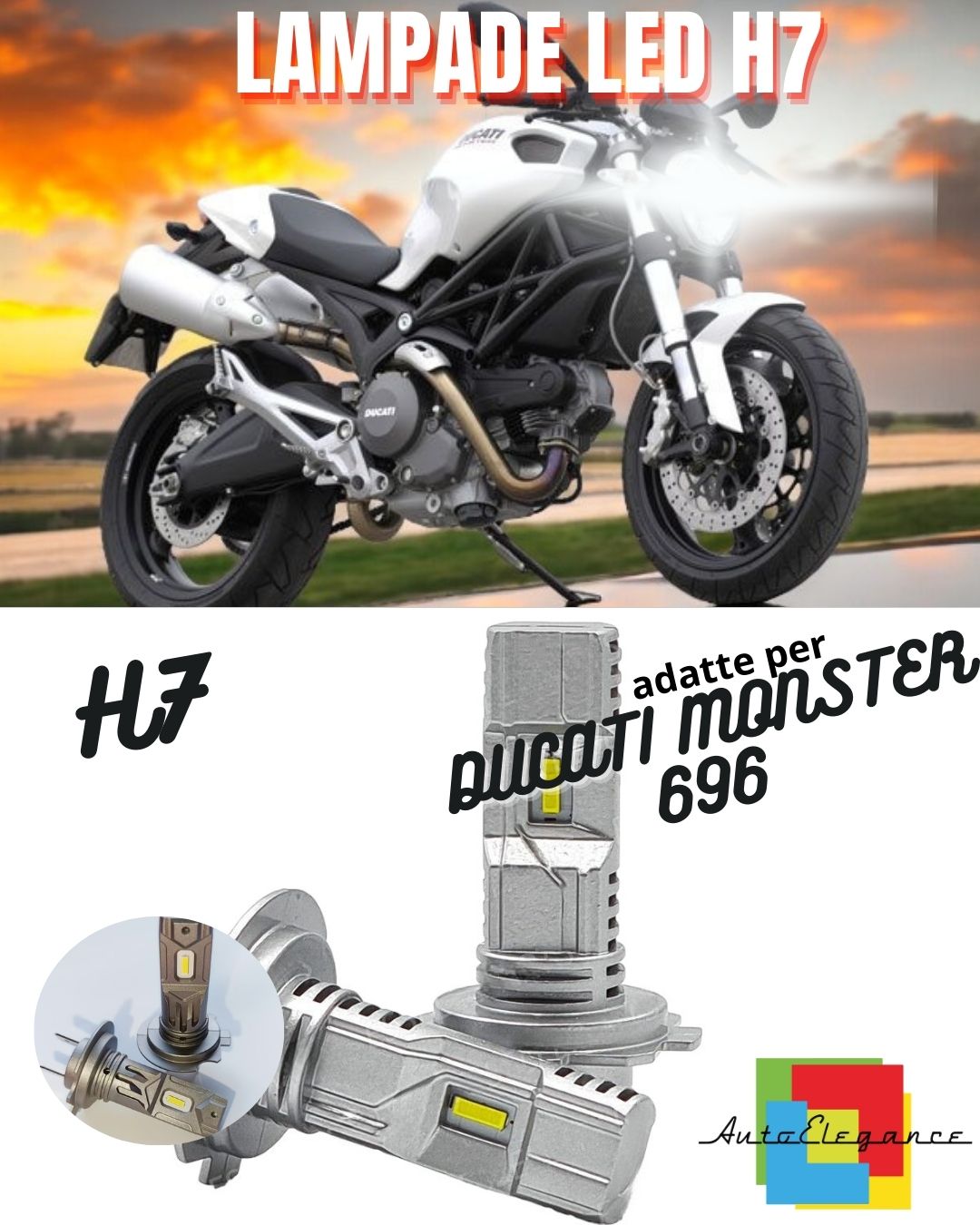 😎LAMPADA LED H7 CANBUS PER ANABBAGLIANTI DUCATI MONSTER 696 (2007-2014) PLUS😎