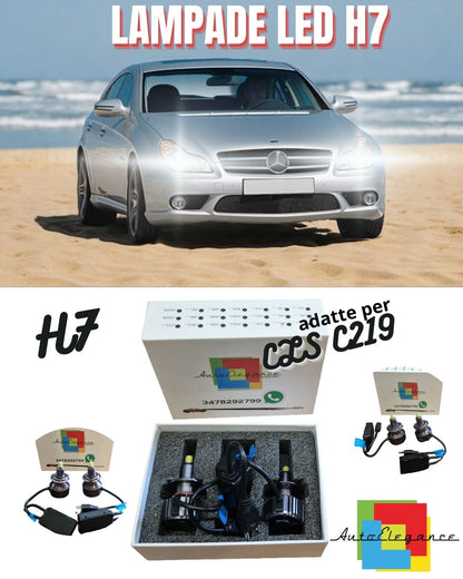 ✨KIT LED H7 CANBUS LED 9600 LUMEN MERCEDES CLS C219 6000K BIANCO ANABBAGLIANTI✨