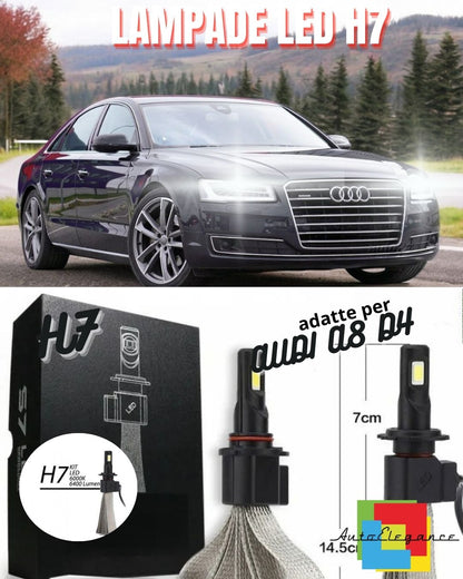 🌟COPPIA LAMPADE H7 LED CANBUS FENDINEBBIA AUDI A8 D4 4H 6400L 6000K NO ERROR🌟