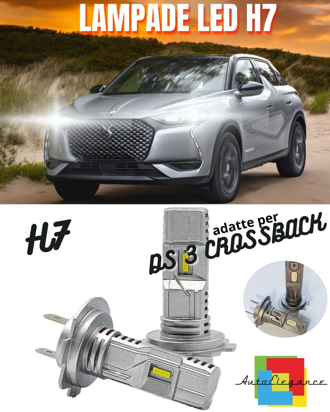 🔥KIT LED H7 DS DS 3 CROSSBACK 6000K BIANCO 6000 LUMEN CANBUS ABBAGLIANTI🔥