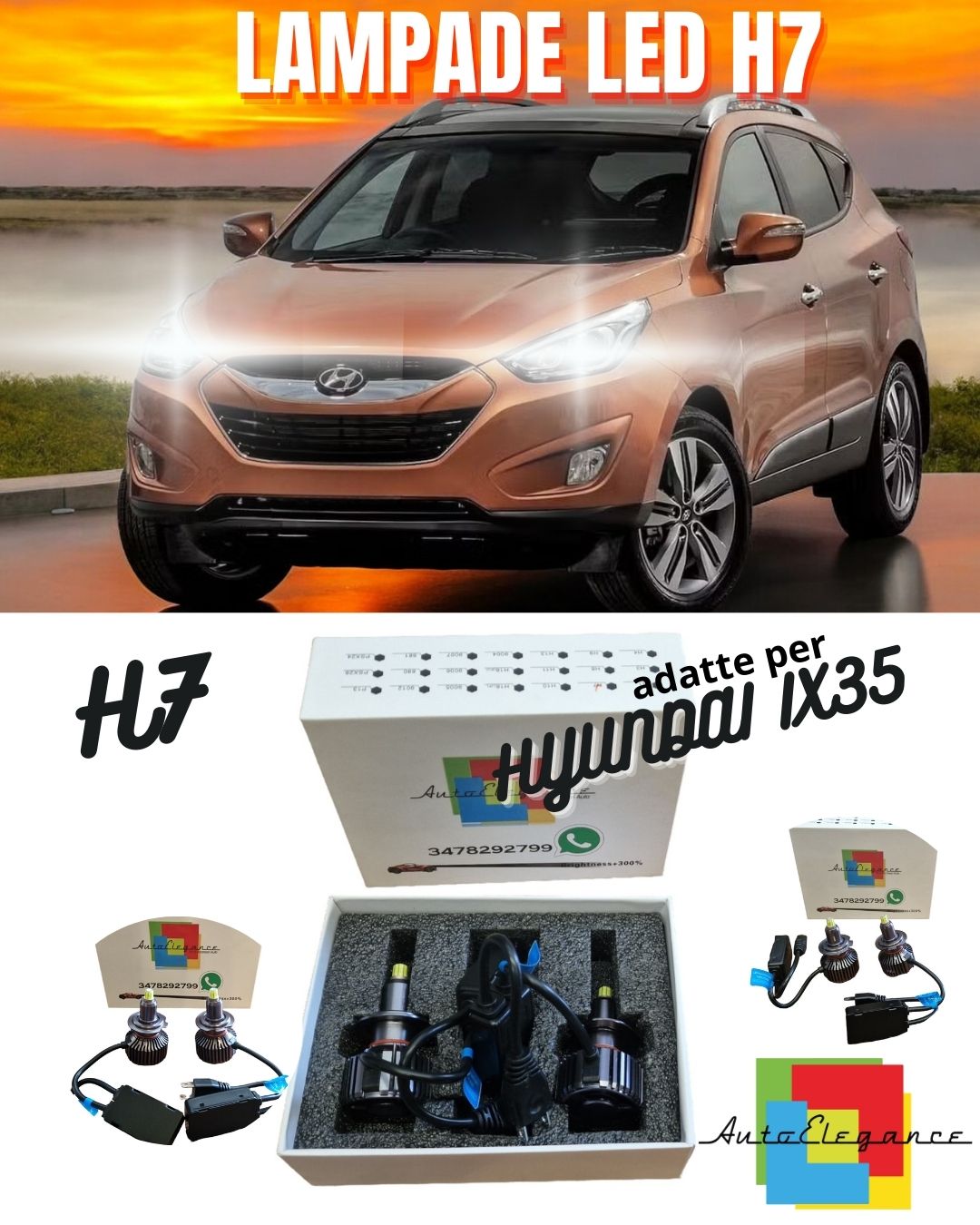 🤩FULL LED KIT H7 6000K CANBUS LED FOR HYUNDAI IX35 I LENTICULARS NO FAILURE🤩