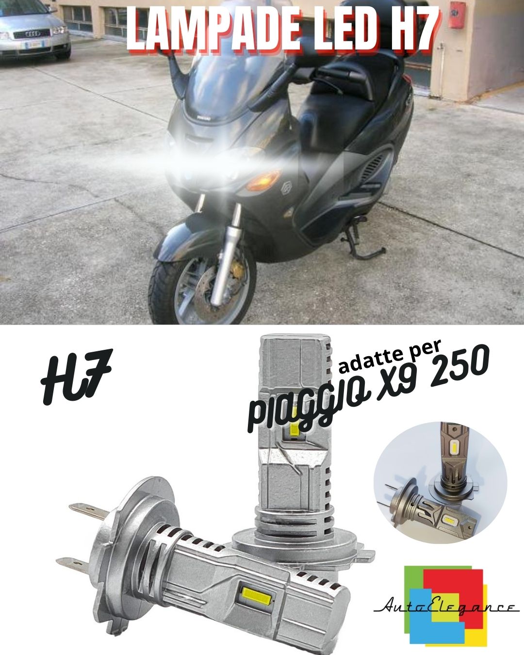 ⚡H7 6000K CANBUS 3000 LM LED LAMP FOR HIGH BEAM PIAGGIO X9 250 (2000-2001)⚡
