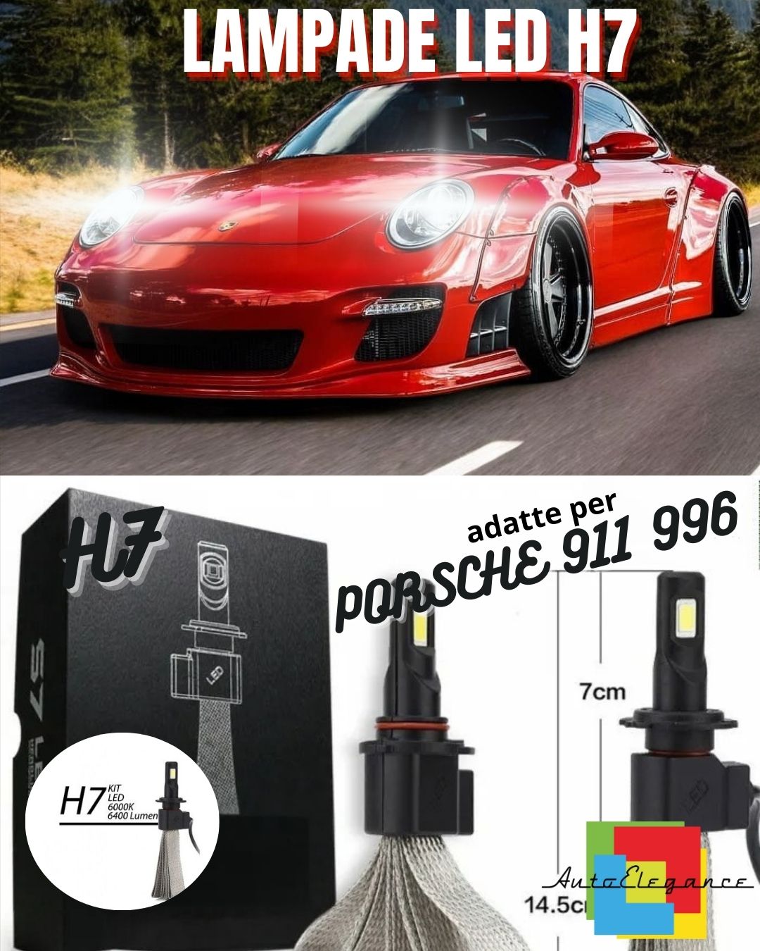🚀FULL LED KIT PORSCHE 911 996 H7 LOW BEAM LAMPS 6000K XENON CANBUS🚀