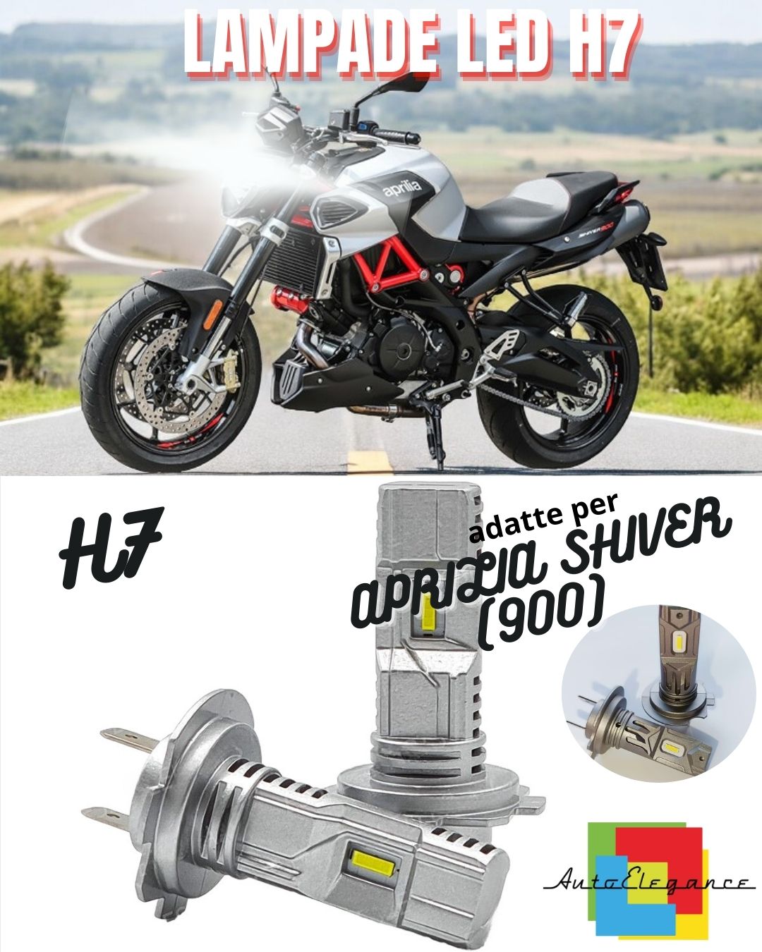 😎H7 6000K CANBUS LED LAMP FOR HIGH BEAM APRILIA SHIVER (900) (2017-2018)😎