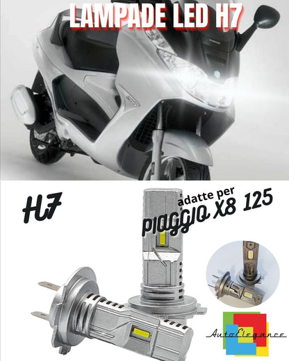 🤩LAMPADA LED H7 6000K CANBUS 3000 LM PER ABBAGLIANTI PIAGGIO X8 125🤩