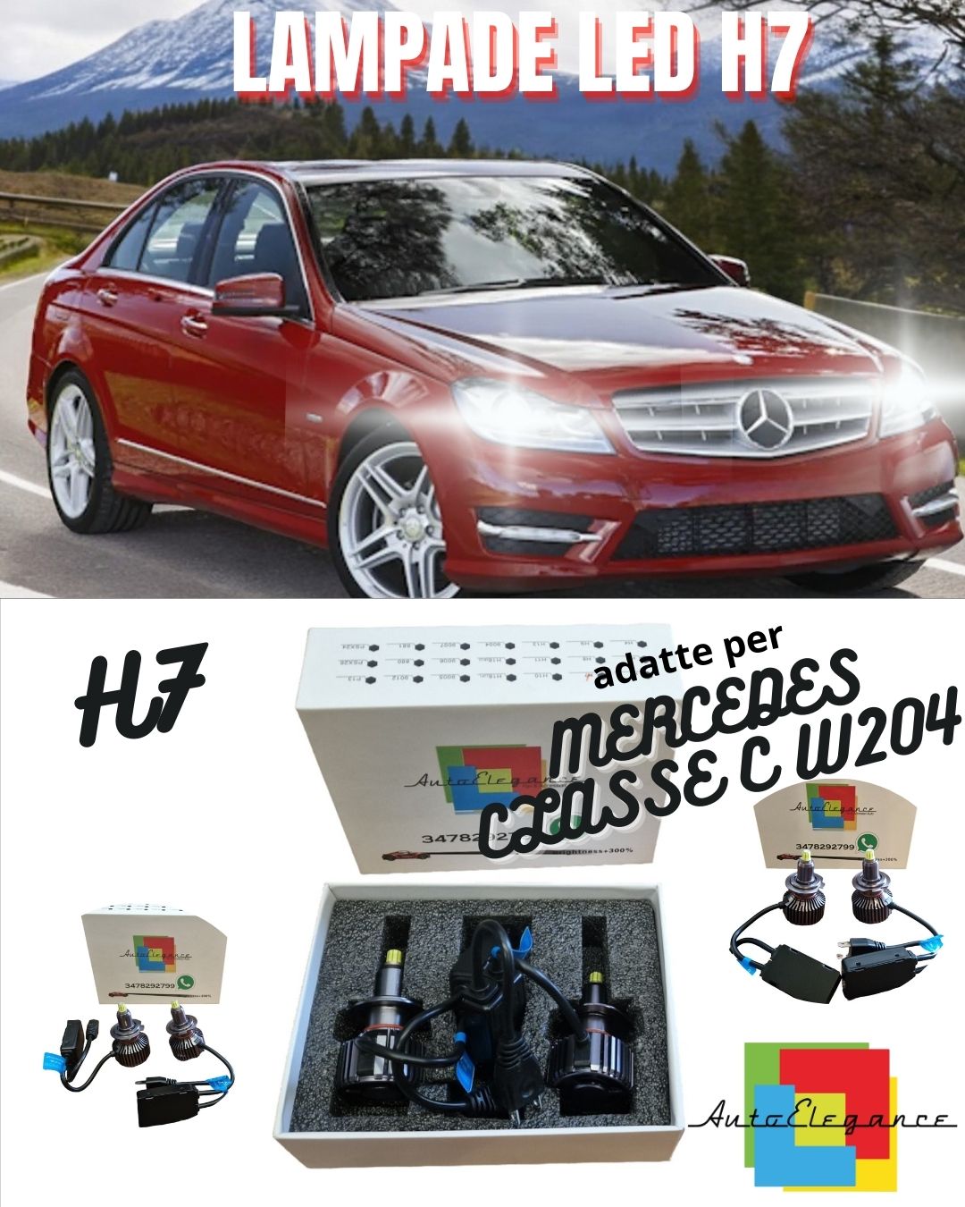 😍FULL LED KIT H7 6000K CANBUS LENTICULAR LEDS MERCEDES C CLASS W204😍 