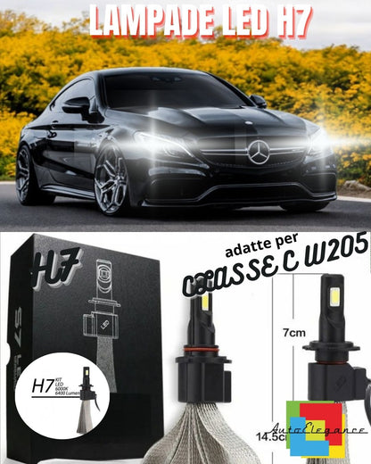 😎KIT LAMPADE H7 LED ABBAGLIANTI MERCEDES CLASSE C W205 6000K 6400 LUMEN😎