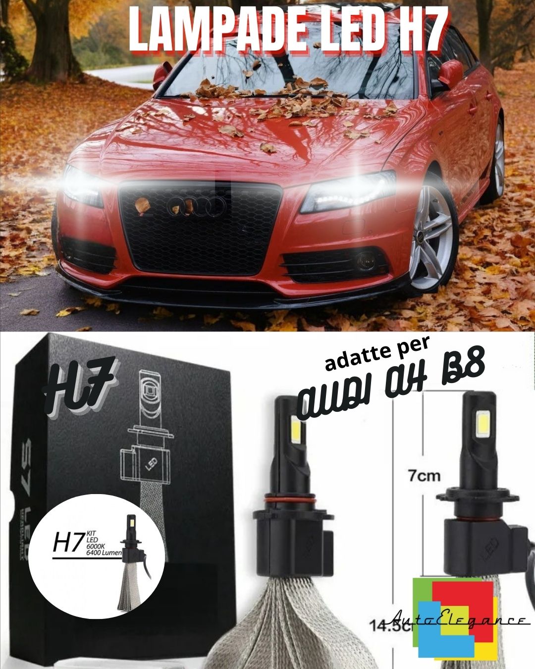 🍂AUDI A4 B8 RESTYLING LED HIGH BEAM LAMP KIT LED H7 6000K 6400 LUMEN🍂 