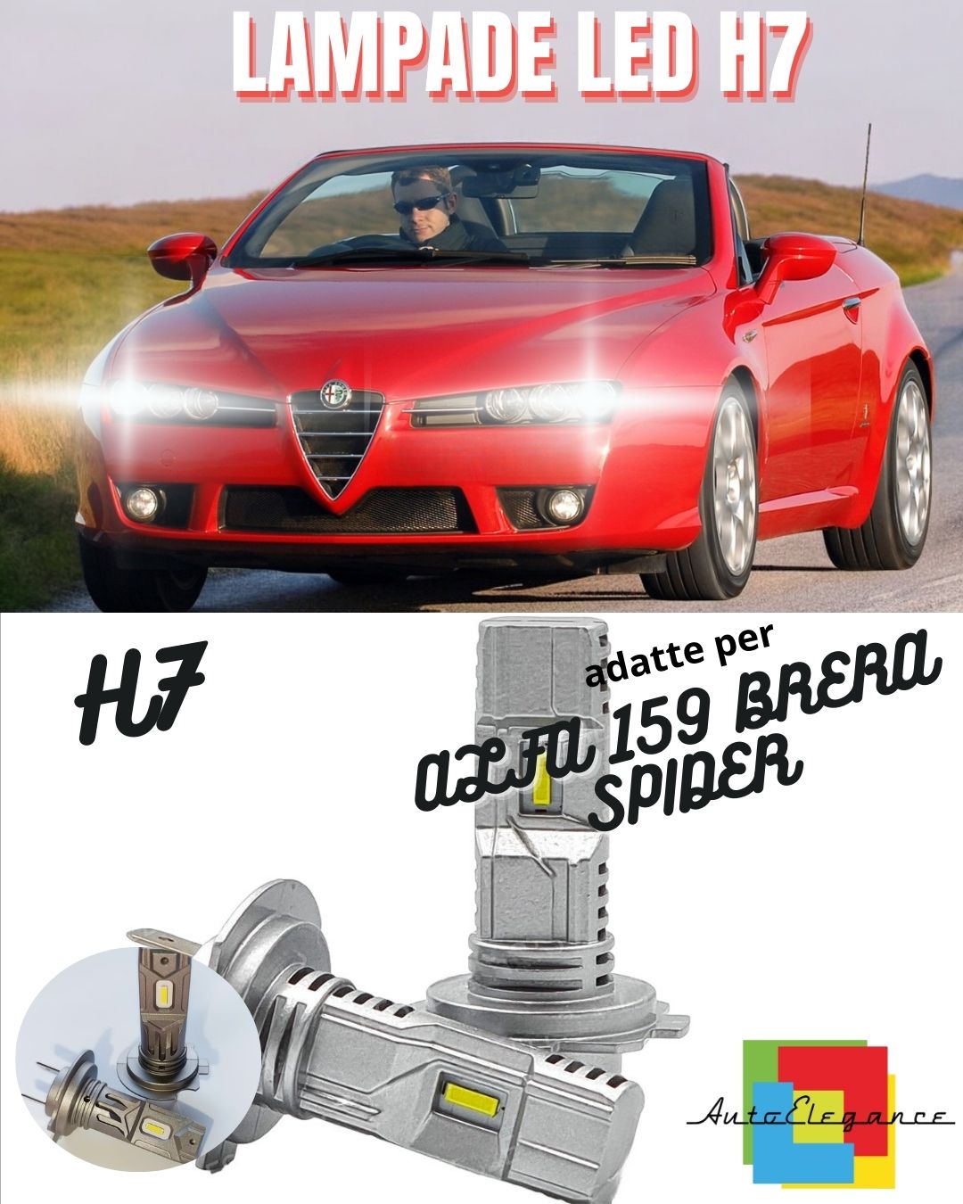 ❤️ALFA 159 BRERA SPIDER LED H7 KIT WITH HALOGEN HEADLIGHTS 6000K HIGH BEAM LUMEN❤️ 