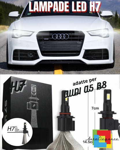 KIT LAMPADE ABBAGLIANTI LED AUDI A5 B8 8T RESTYLING LED H7 6000K 6400 LUMEN