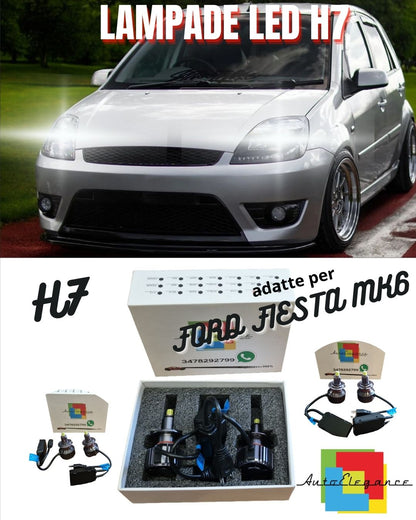 😤KIT LED H7 FORD FIESTA MK6 CANBUS LED PER FARI LENTICOLARI 9600LM😤