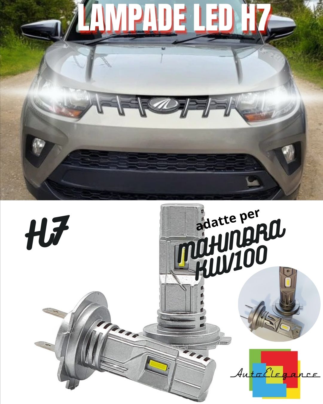 💥KIT LED H7 MAHINDRA KUV100 KUV 100 6000K BIANCO LUMEN CANBUS ABBAGLIANTI💥