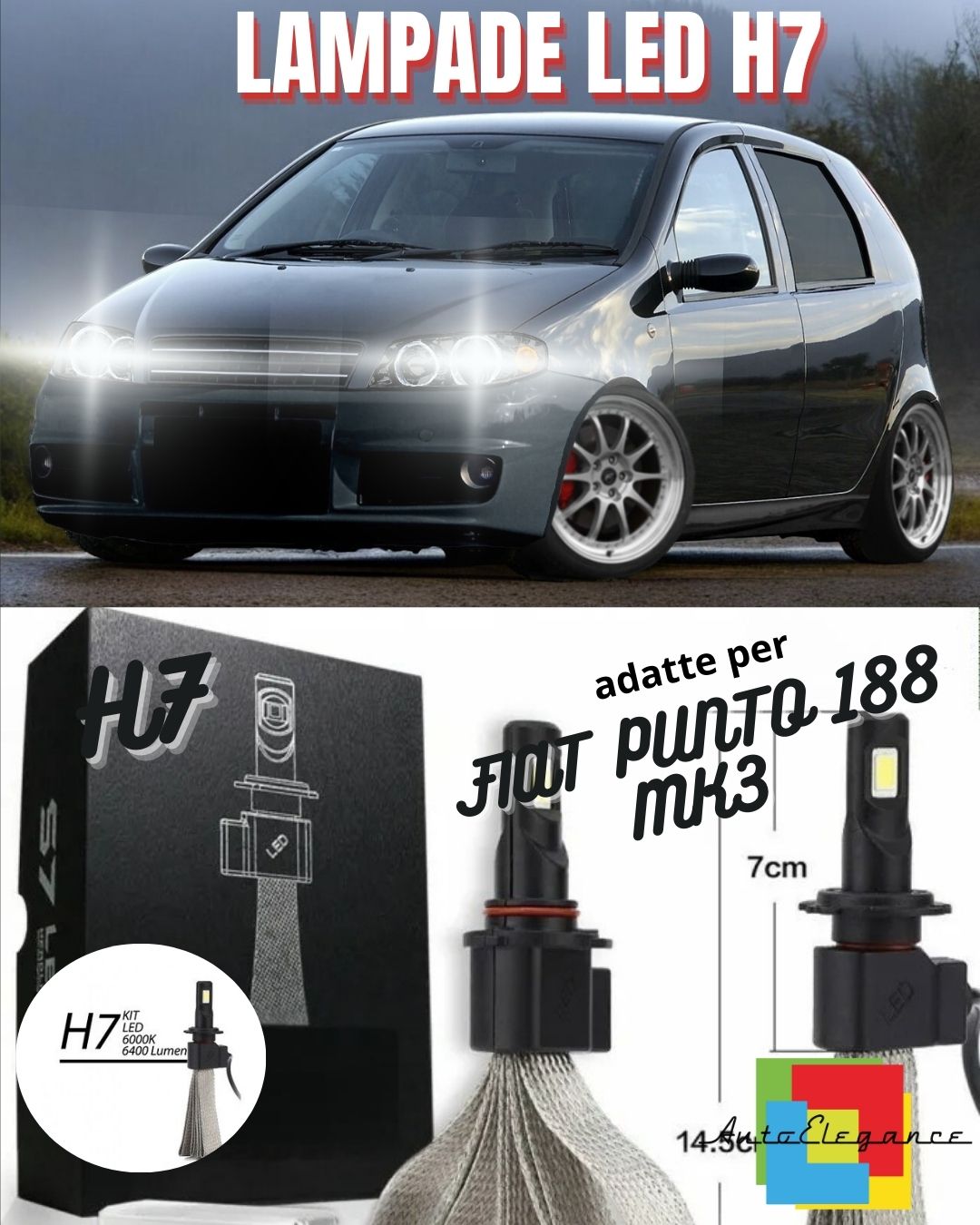 FIAT PUNTO 188 MK3 LED LOW BEAM HEADLIGHTS KIT H7 6000K XENON WHITE NO ERROR 