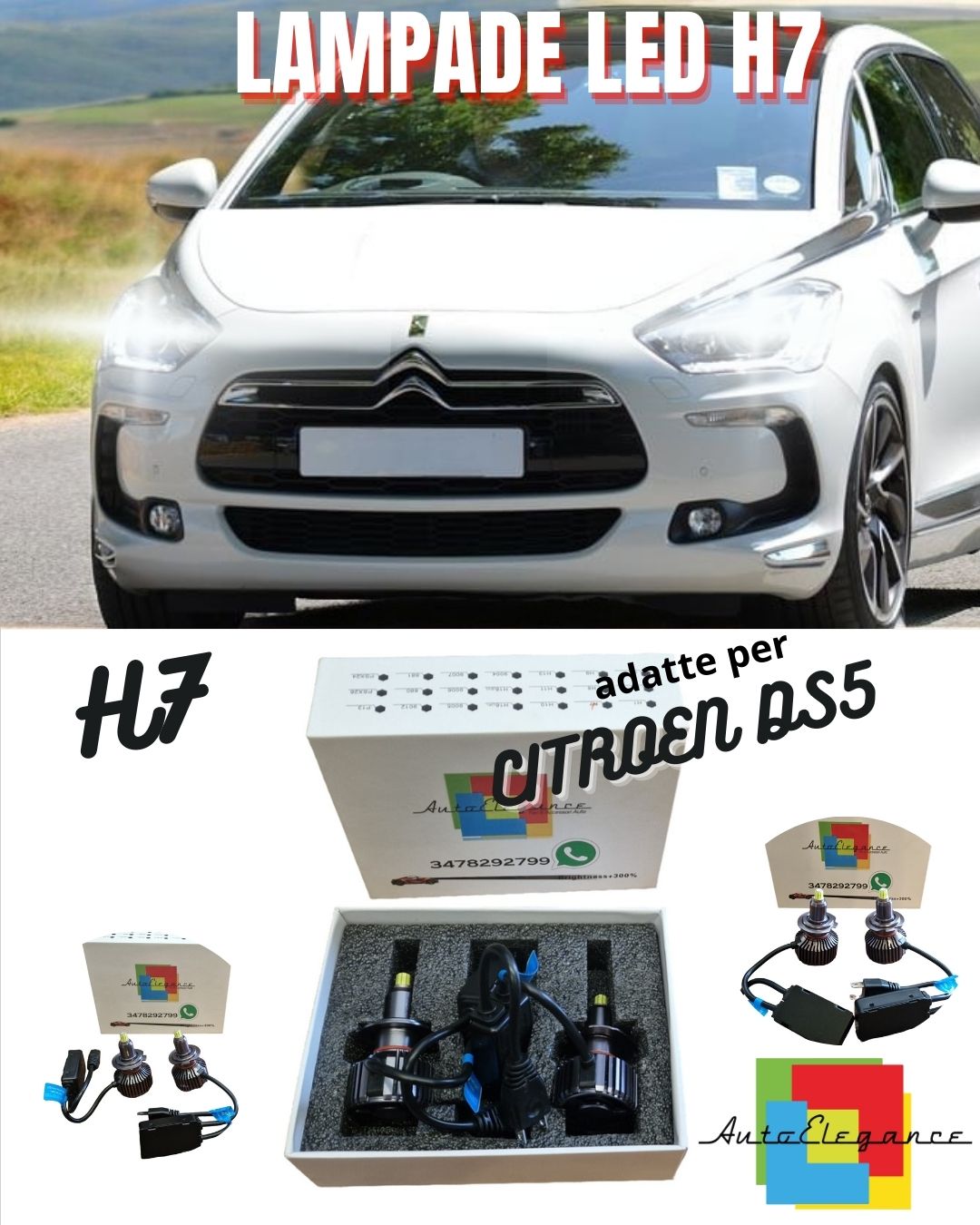 😍KIT FULL LED H7 6000K CANBUS LED PER LENTICOLARI CITROEN DS5 NO AVARIA LUCI😍
