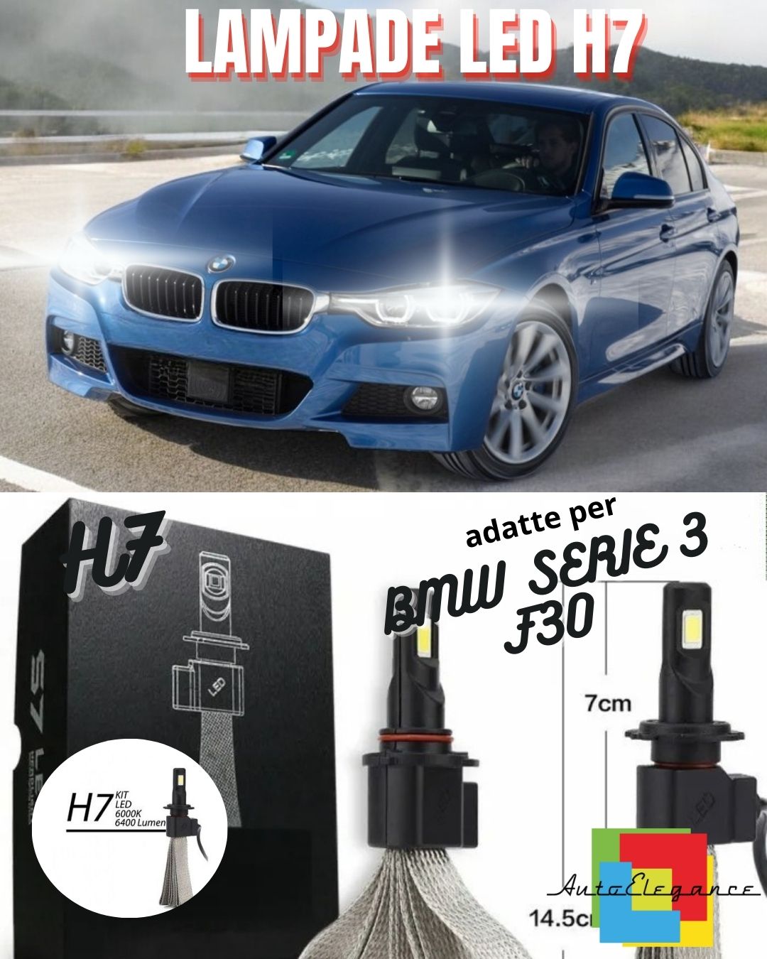 🔥KIT LAMPADE ABBAGLIANTI LED BMW SERIE 3 F30 LED H7 6000K 6400 LUMEN NOAVARIA🔥