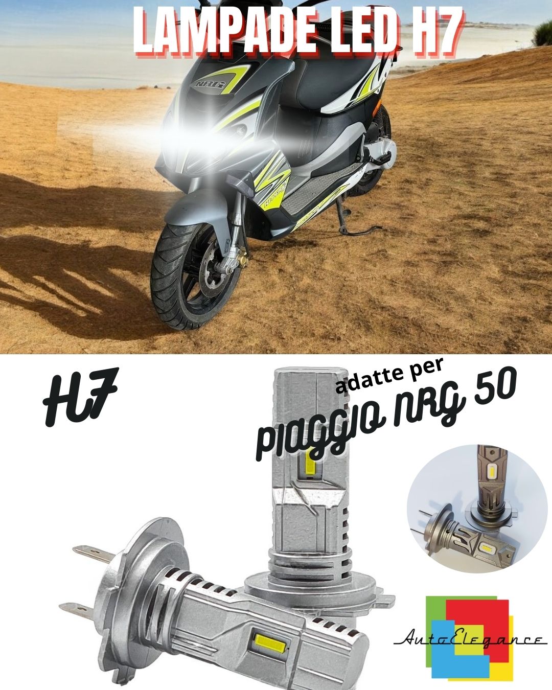 ❤️H7 CANBUS LED LAMP FOR LOW BEAM PIAGGIO NRG 50 (2010-2015) POWER DT❤️ 
