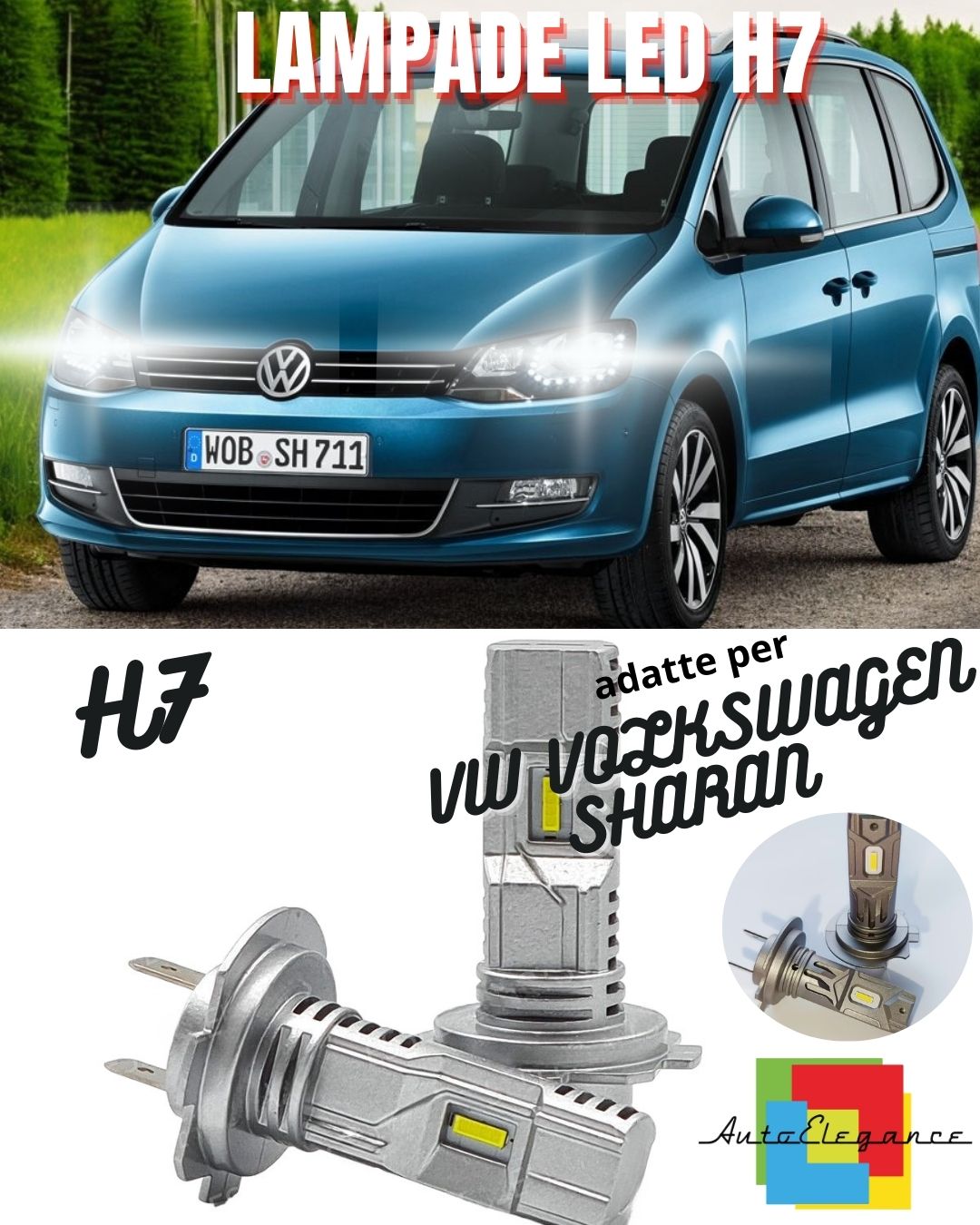 😎KIT LED H7 PER VW VOLKSWAGEN SHARAN 7M 6000K BIANCO CANBUS ANABBAGLIANTI😎