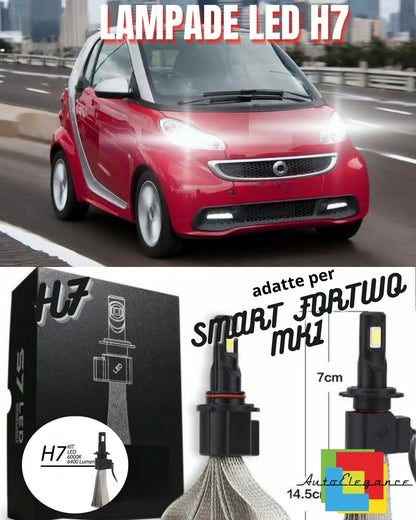 🤩KIT LAMPADE ANABBAGLIANTI LED SMART FORTWO MK1 LAMPADE LED H7 6000K NO ERROR🤩