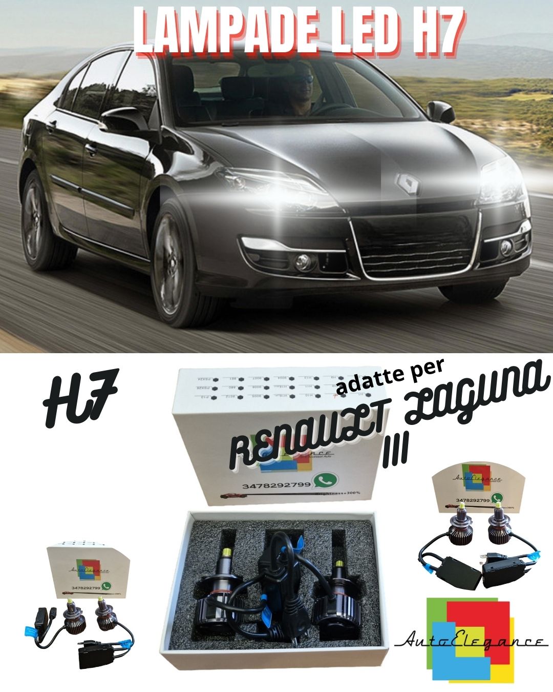 🔥KIT FULL LED H7 6000K CANBUS LED PER LENTICOLARI RENAULT LAGUNA III🔥
