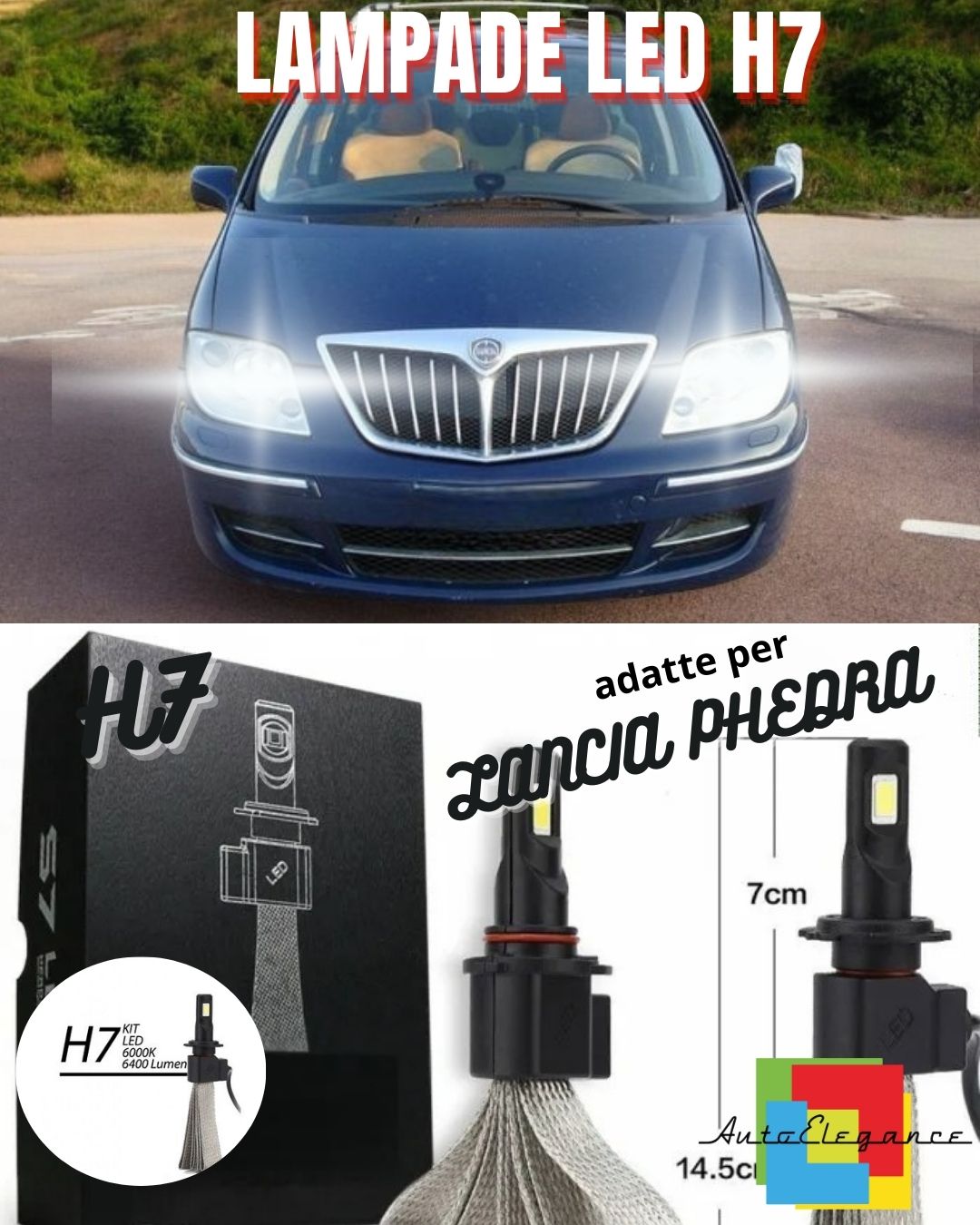 😎KIT LED H7 LANCIA PHEDRA BIANCO 6400 LUMEN ABBAGLIANTI ACCENSIONE RAPIDA😎
