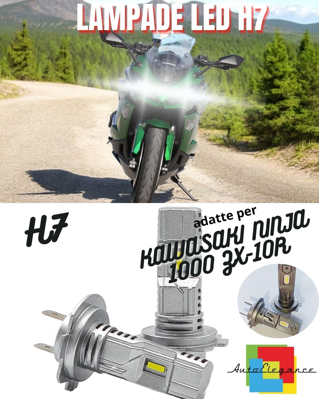 😍LAMPADA LED H7 6000K CANBUS PER ABBAGLIANTI KAWASAKI NINJA 1000 ZX-10R (2016)
