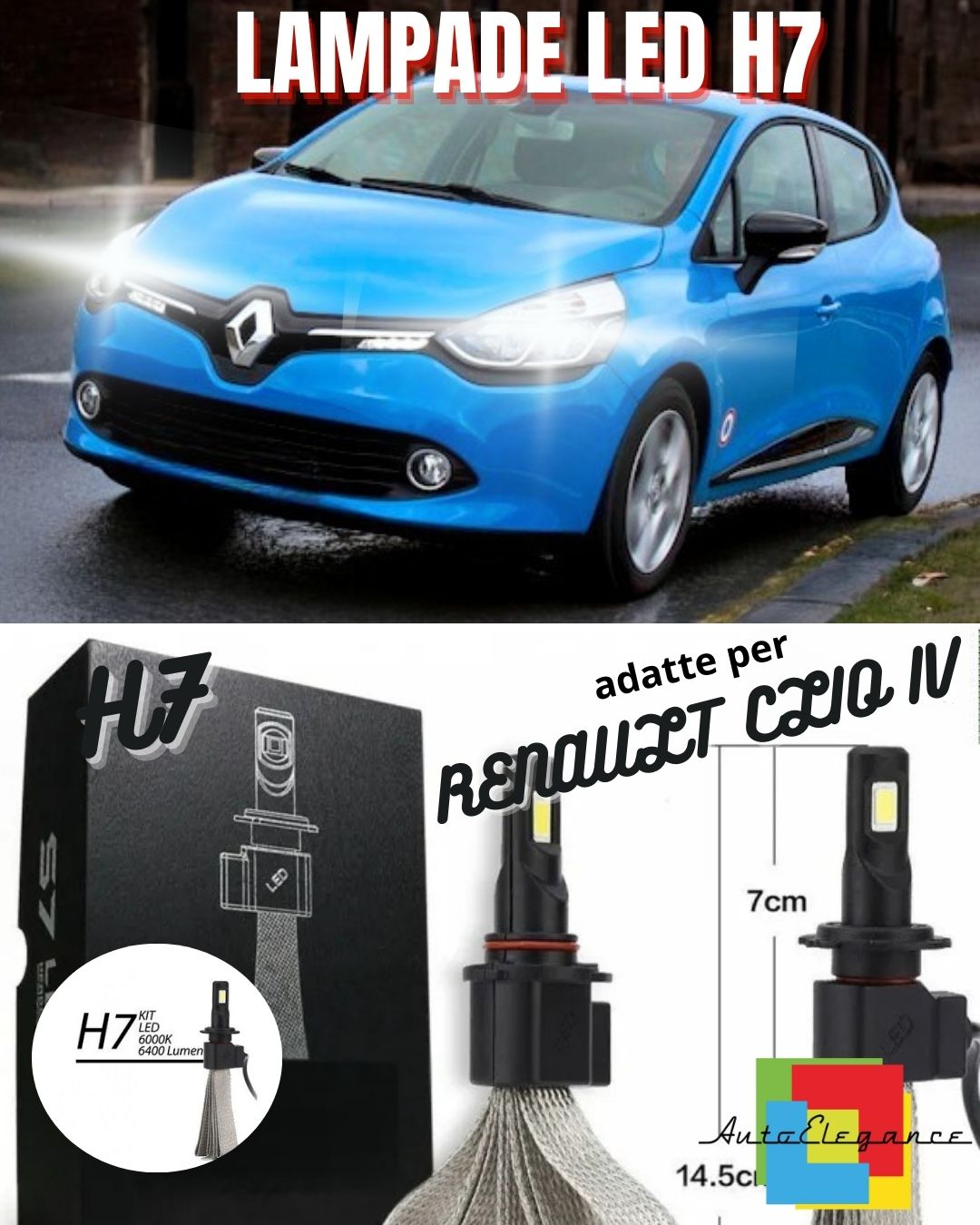 🌟RENAULT CLIO IV LED LOW BEAM LAMP KIT H7 6000K NO ERROR LED LAMPS🌟