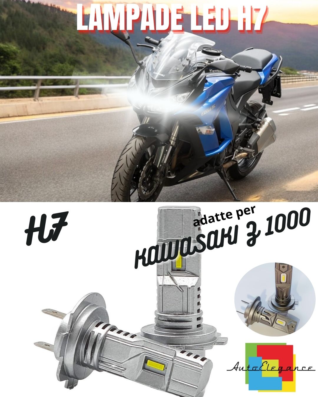 💙H7 6000K CANBUS 3000 LM LED LAMP FOR HIGH BEAM KAWASAKI Z 1000 2 Pieces💙