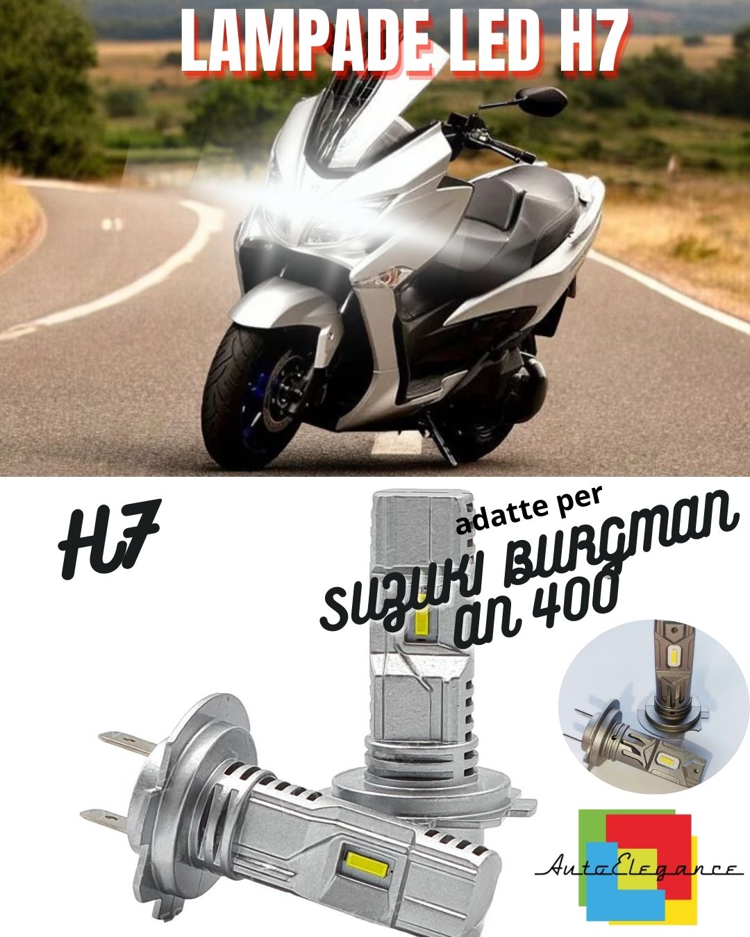 🤩LAMPADA LED H7 CANBUS PER ABBAGLIANTI SUZUKI BURGMAN AN 400 LUX ABS 2 Pezzi🤩