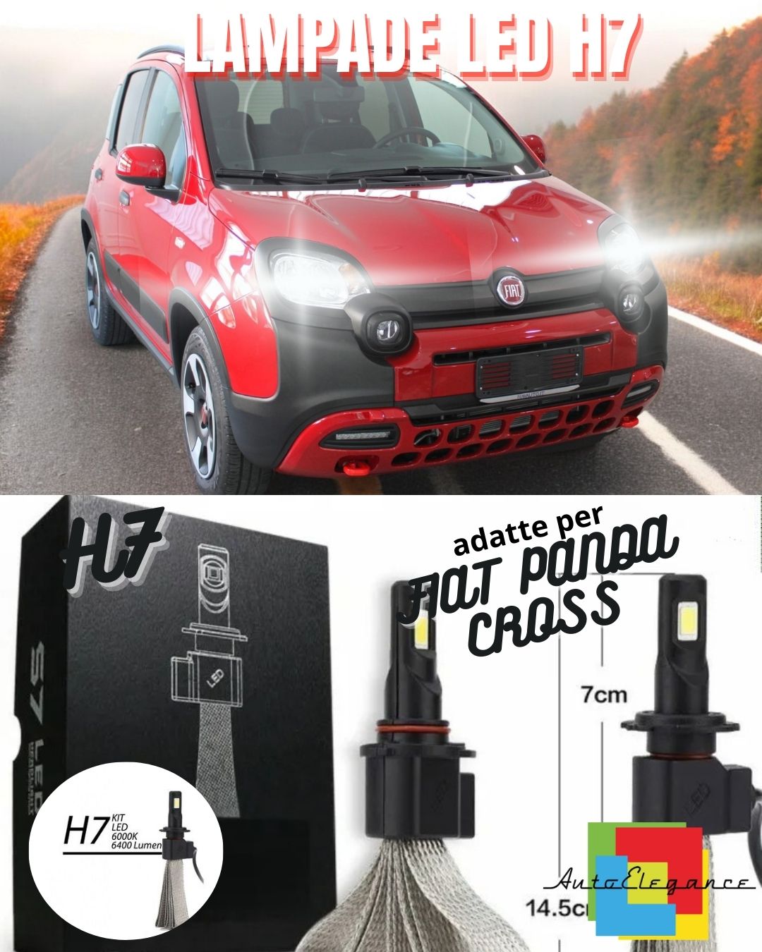 ✨KIT LAMPADE ANABBAGLIANTI LED FIAT PANDA CROSS LED H7 6000K BIANCO NO ERROR✨