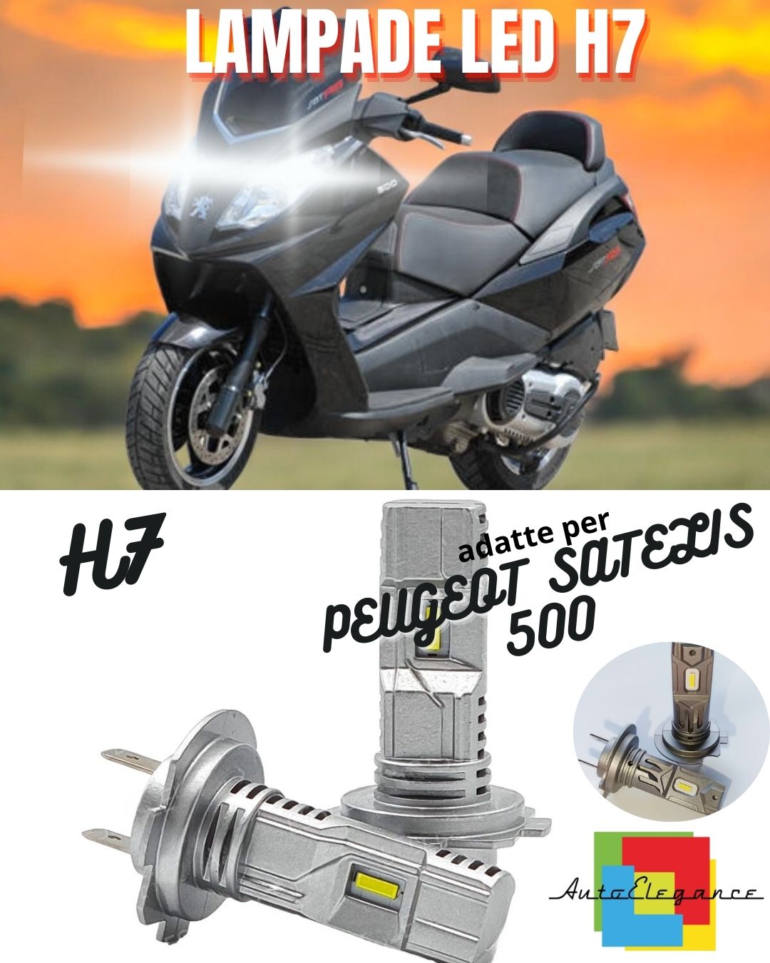 ✨H7 6000K CANBUS LED LAMP FOR HIGH BEAM PEUGEOT SATELIS 500 2 Pieces✨