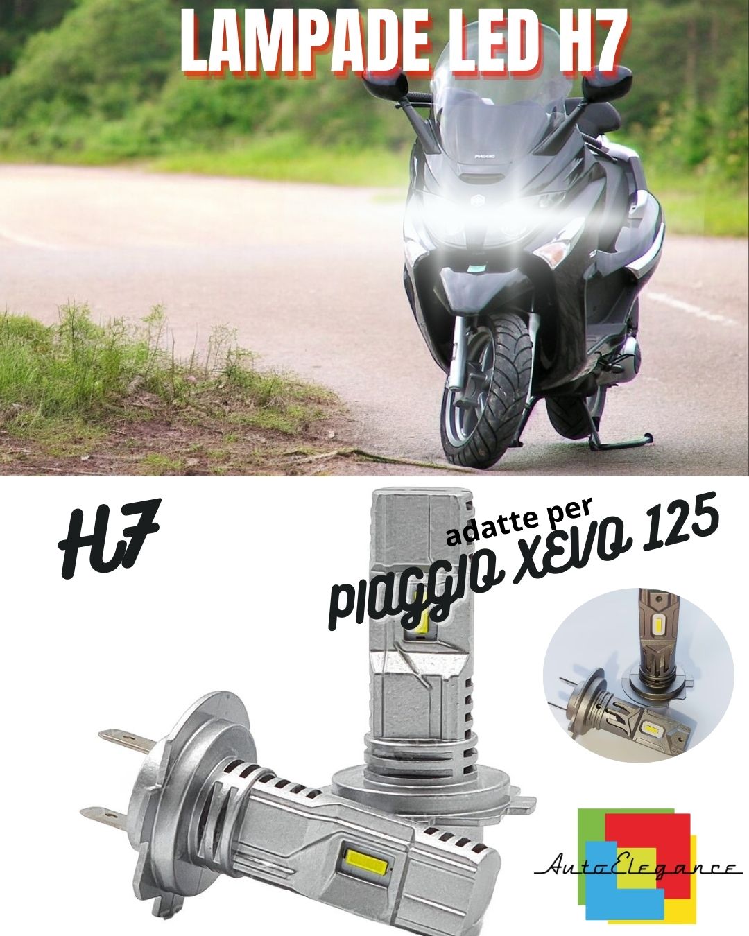 😍LAMPADA LED H7 6000K CANBUS 3000 LM PER ABBAGLIANTI PIAGGIO XEVO 125 2 Pezzi😍
