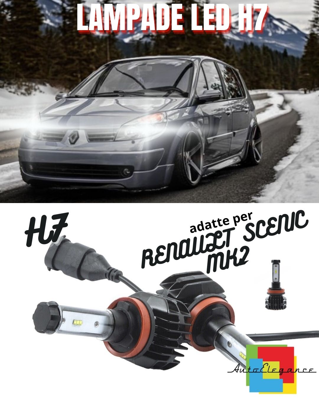 KIT LED H7 6000K CANBUS XENON9800 LM LUMEN RENAULT SCENIC MK2 NO AVARIA LUCI