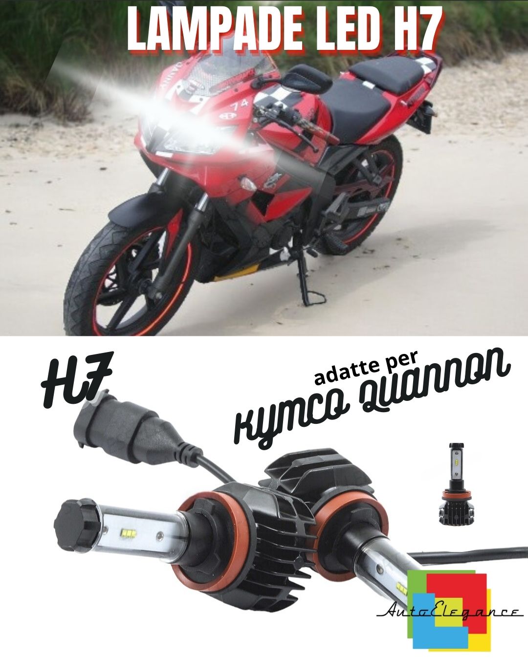 🔥KIT LED H7 6000K CANBUS XENON 9800 LUMEN KYMCO QUANNON🔥