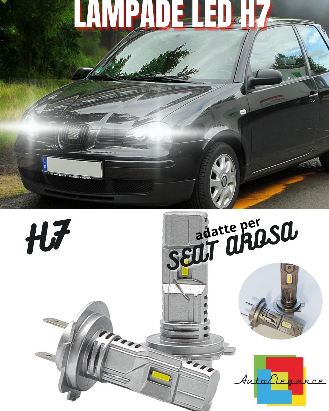 🔥KIT LED H7 PER SEAT AROSA 6000K BIANCO 6000 LUMEN CANBUS ANABBAGLIANTI🔥