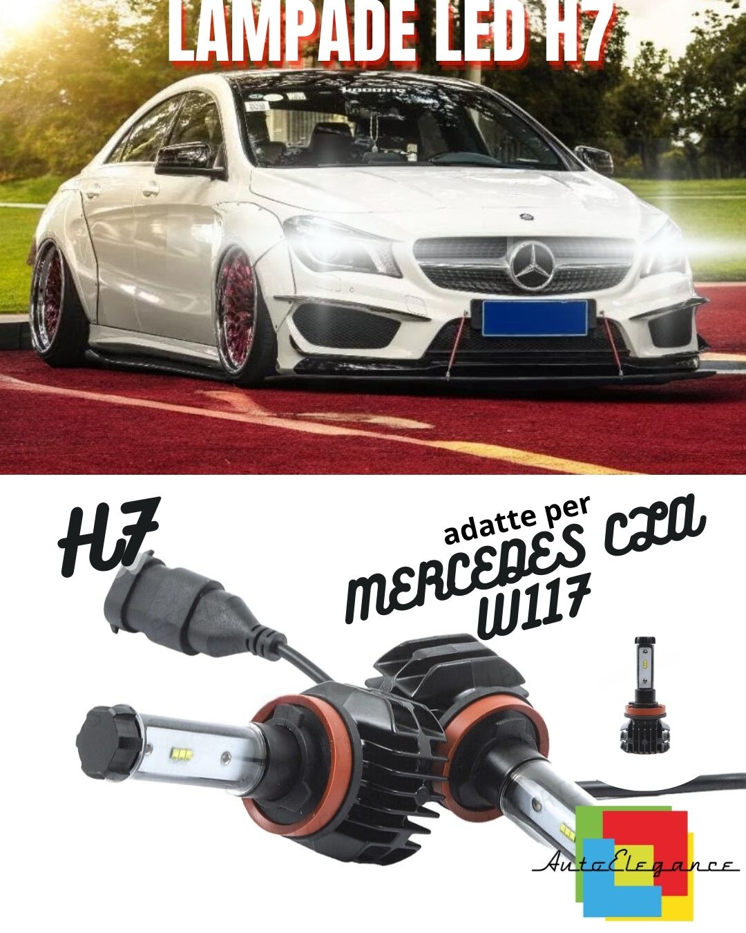 KIT LED H7 6000K CANBUS XENON 9800 LM LUMEN MERCEDES CLA W117 NO ERROR