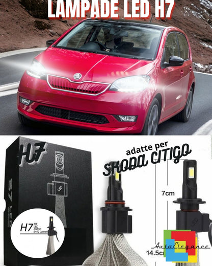 ❤️KIT LAMPADE ABBAGLIANTI LED SKODA CITIGO RESTYLING LED H7 6000K XENON XENO❤️