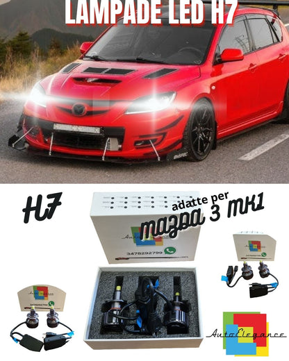 💥KIT FULL LED H7 6000K CANBUS LED PER LENTICOLARI MAZDA 3 MK1 I NO AVARIA💥